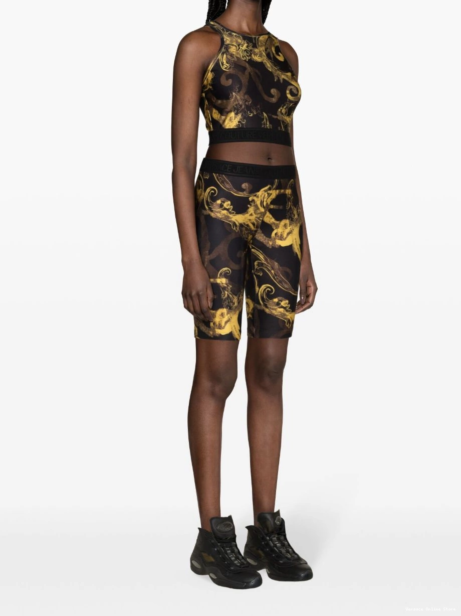 Affordable printed Jeans shorts Couture Women Baroque Versace Watercolour 0403